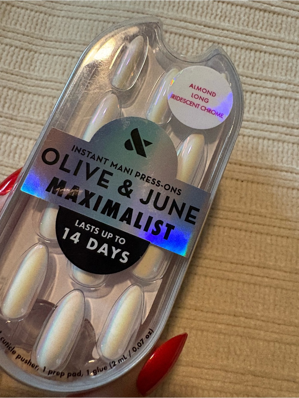 Olive & June Almond Long Iridescent Chrome Press-On Nails